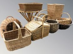 A group of wicker baskets, hampers, etc.