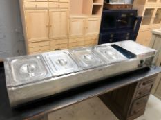 A stainless steel commercial food chiller / Salad bar, width 150 cm.