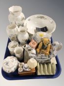 A Ringtons novelty teddy bear teapot, a group of Aynsley porcelain, Carlton Ware toast rack, etc.