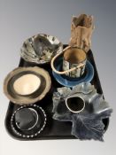 A group of studio pottery items including Soholm Denmark, Bernard Rooke, etc.