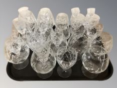 A group of crystal rummers, wine glasses, etc.