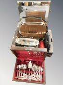 A canteen of Community cutlery together with a soda siphon, carving set, a frameless mirror,