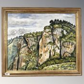 A Diehl : Mountain landscape, oil on board, 54 cm x 45 cm.