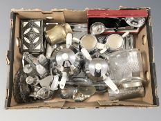 Miscellaneous including 1970s tea set, EPNS cruet and sifters, trinket box, cutlery, etc.