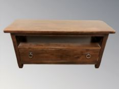 A reproduction low entertainment cabinet fitted a drawer, width 100 cm.