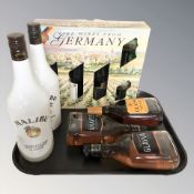 Three bottles of Glayva liqueur and flavoured whisky liqueur,