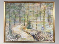 Danish School : Figure in woodland, oil on canvas, 56 cm x 45 cm.