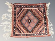 A small flat weave kilim mat, 60 cm x 53 cm.