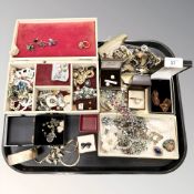 A group of costume jewellery, paste items, dress studs,