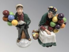 Two Royal Doulton figures 'The Old Balloon Seller' HN1315 and 'Balloon Boy' HN2934.