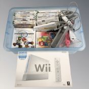A Nintendo Wii console, controllers, games, etc.