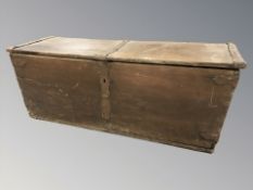 A 19th century oak and metal bound blanket box,