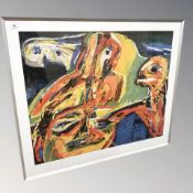 A continental abstract colour print, 99 cm x 80 cm.