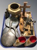 A silver mounted dressing table mirror, a further cloisonne and ebony examples,