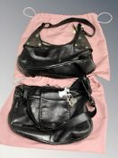 Two lady's Radley black leather hand bags with dust bags