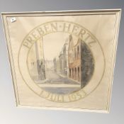 Danish School : Preben Hertz, watercolour, 69 cm x 69 cm.