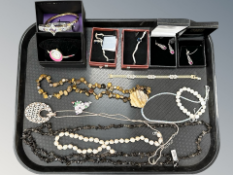 A group of costume jewellery including necklaces, bracelet, Avon jewellery, necklaces with pendant,