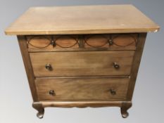 An early 20th century continental mahogany four drawer chest, 79 cm W x 51 cm D x 76 cm H.