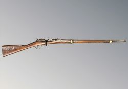 A late 19th century French Gras Modèle 1874 11mm bolt action rifle, manufactured at the St.