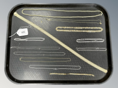 A group of sterling silver and gilded silver jewellery including long flat link necklace,