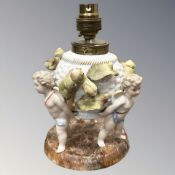 A Meissen cherub table lamp,