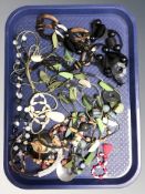 A group of costume jewellery, Indian carved bone pendant on chain, etc.