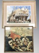 After Frank Brangwyn : The Implacable, colour print,