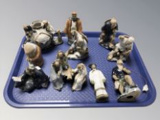 A group of oriental earthenware figures.
