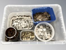 A very large quantity of assorted British pre-decimal coins including half crowns, shillings,