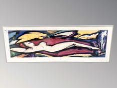 A continental colour print depicting nude figures, 99 cm x 34 cm.