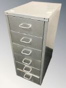 A metal six drawer index chest,
