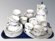 Approximately thirty seven pieces of Bing & Grondahl blue and white tea china.
