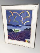 A Danish lithographic print depicting rainbows, limited edition, indistinctly signed in pencil,