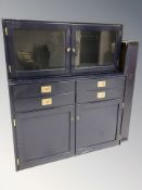 A Scandinavian painted cabinet fitted cupboards and drawers, width 107 cm.