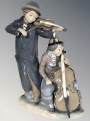 A Nao figure group of a violinist and cellist, height 34 cm.