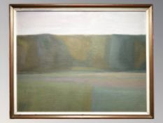 Danish School : Abstract landscape, oil on board, 88 cm x 68 cm.