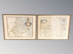 Two 20th century re-print maps of Northumberland and Durham after Saxton,