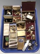 Assorted cufflinks, dress studs, further costume jewellery, cigarette cases,