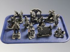 A group of pewter Dungeons & Dragons fantasy figures.