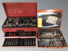 A Dynamic enameled tool chest containing sockets, spanners, etc,