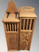 A pair of pine lidded baguette boxes,