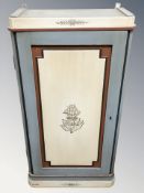 A Scandinavian painted pine single door cabinet, width 49 cm.