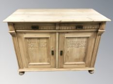 A 19th century pine sideboard, 116 cm W x 54 cm D x 89 cm H.
