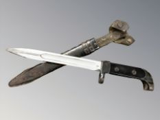 A Russian AK47 bayonet with scabbard, blade length 20.
