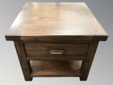 A modern stained pine lamp table, width 60 cm.