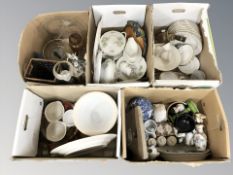 A large quantity of 20th century dinner wares, ornaments, ceramics, table lamp, home wares.