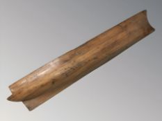 A pine boat hull model, length 116 cm.