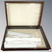 Two glazed display cases, width 84 cm.