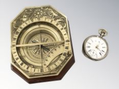 A continental silver pocket watch, stamped .