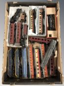 Assorted tin plate and plastic locomotives, passenger cars, etc including Triang.